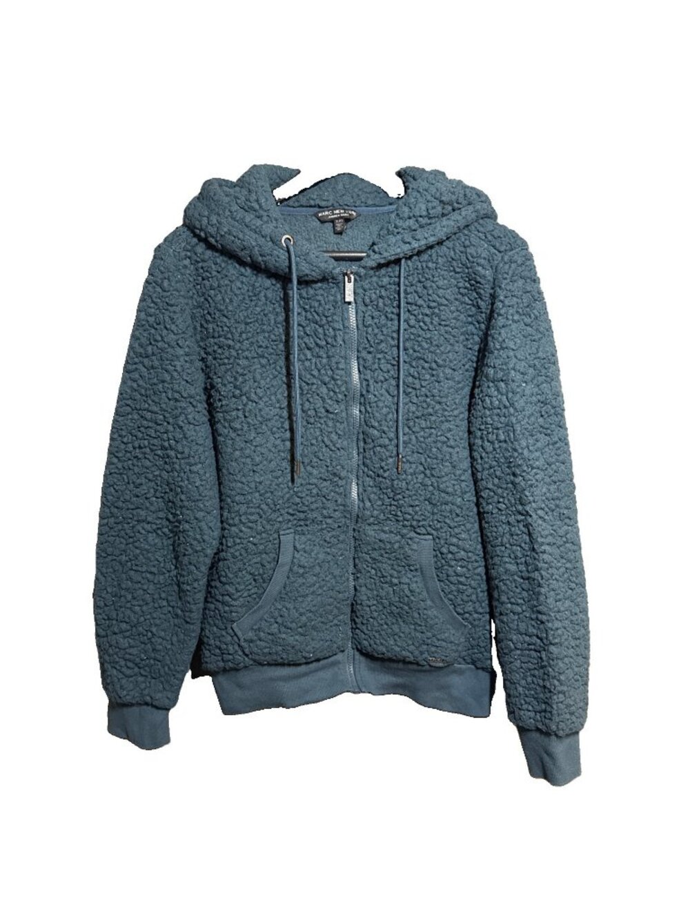 Marc New York Andrew Marc Teal Blue Sherpa Hoodie Full Zip Jacket Women's XL